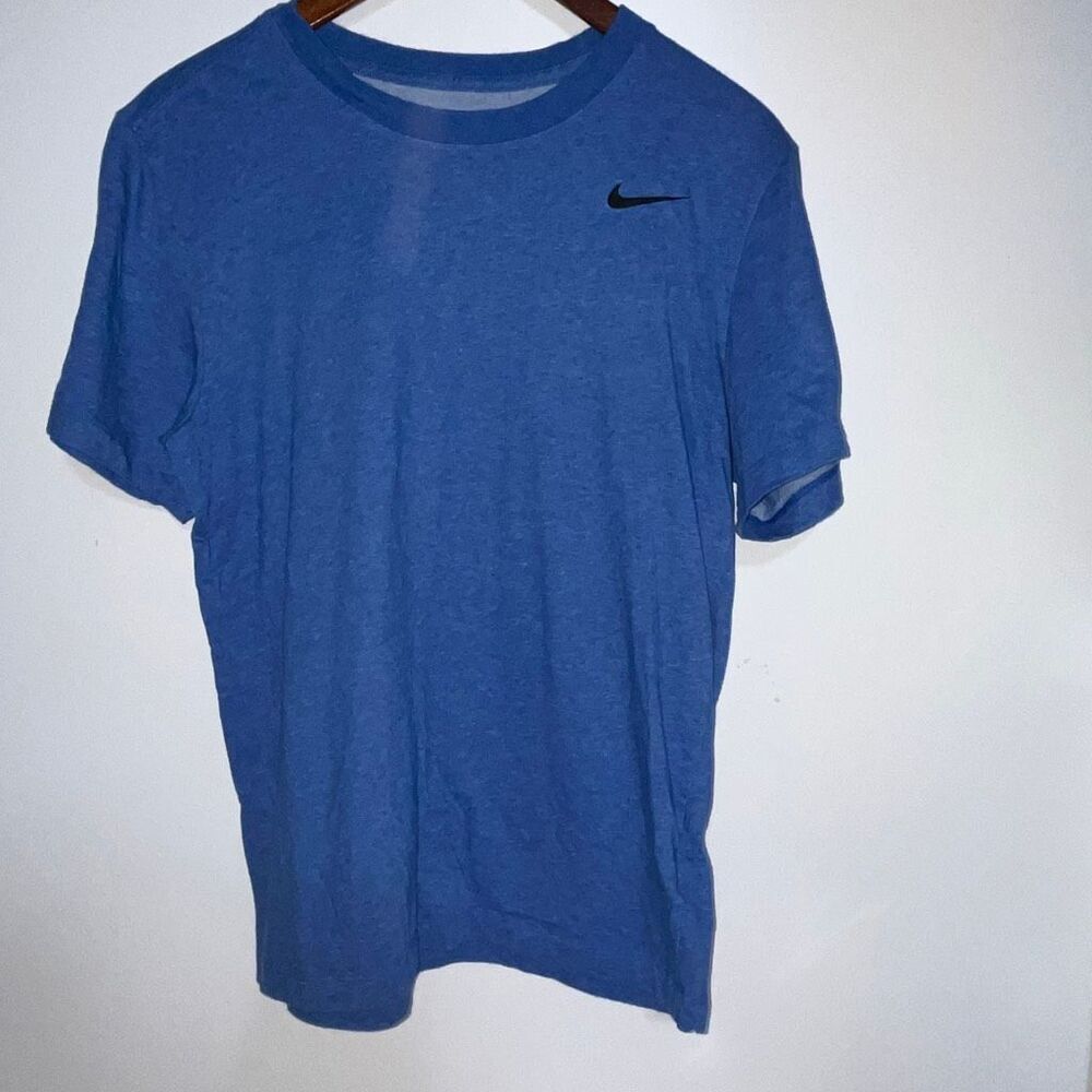 Nike Men's Blue Dri-Fit Swoosh Logo Crew Neck Short Sleeve T-Shirt Size Small